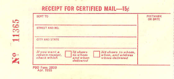 Certified Mail Receipt